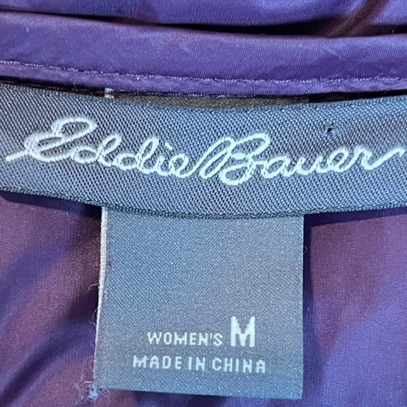 Eddie Bauer Luna Peak Down Puffer Parka Jacket Coat w/ Hood Eggplant Plum sz M - Picture 2 of 16